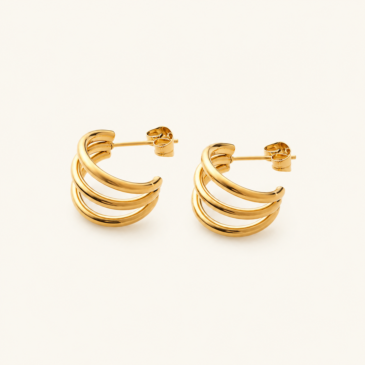 Alouette Triple-Arc Open Hoop Earrings