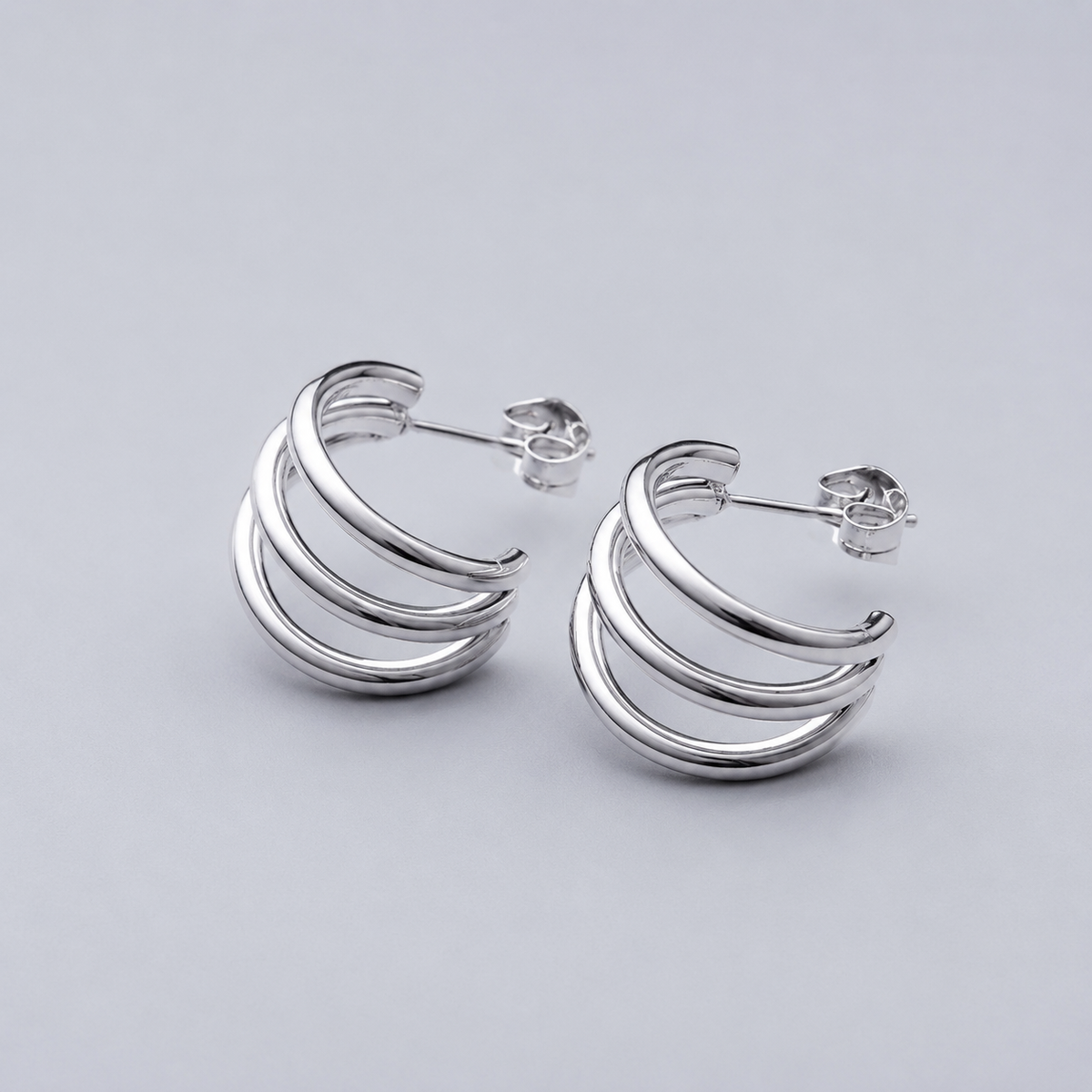 Alouette Triple-Arc Open Hoop Earrings