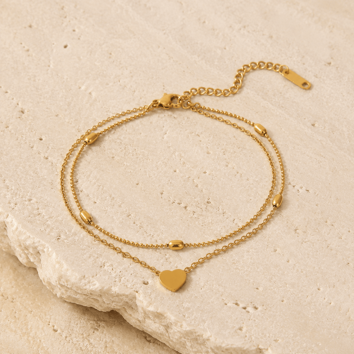 Amara Layered Heart Anklet