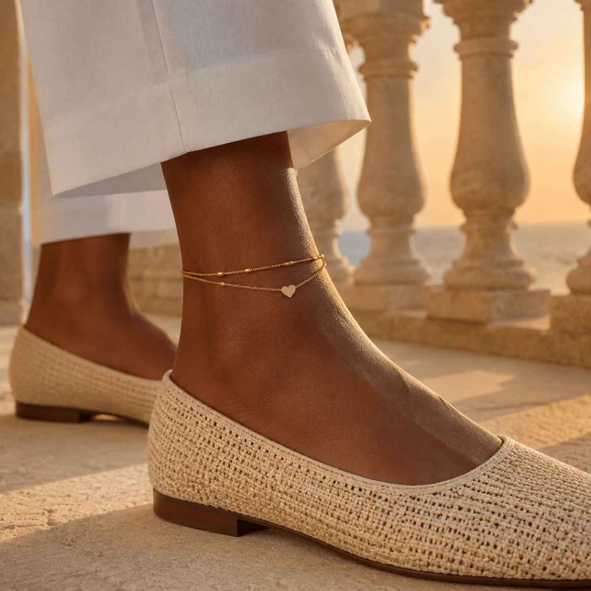 Amara Layered Heart Anklet