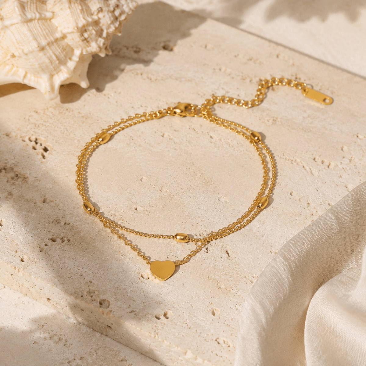 Amara Layered Heart Anklet