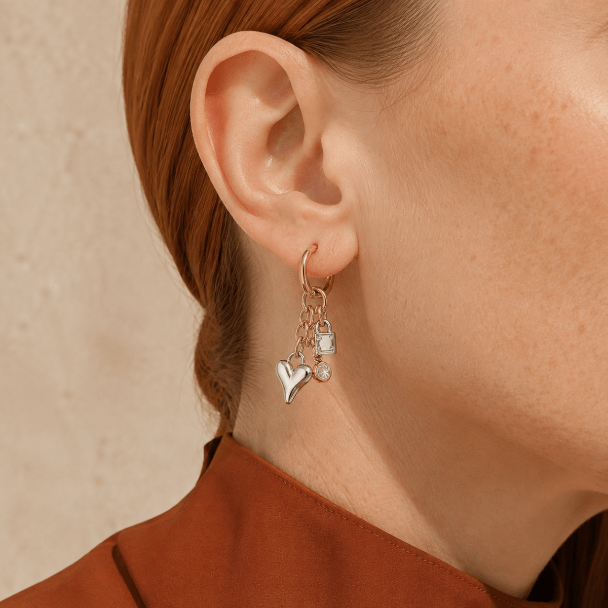 Amara Two-Tone Charm Drop Earrings