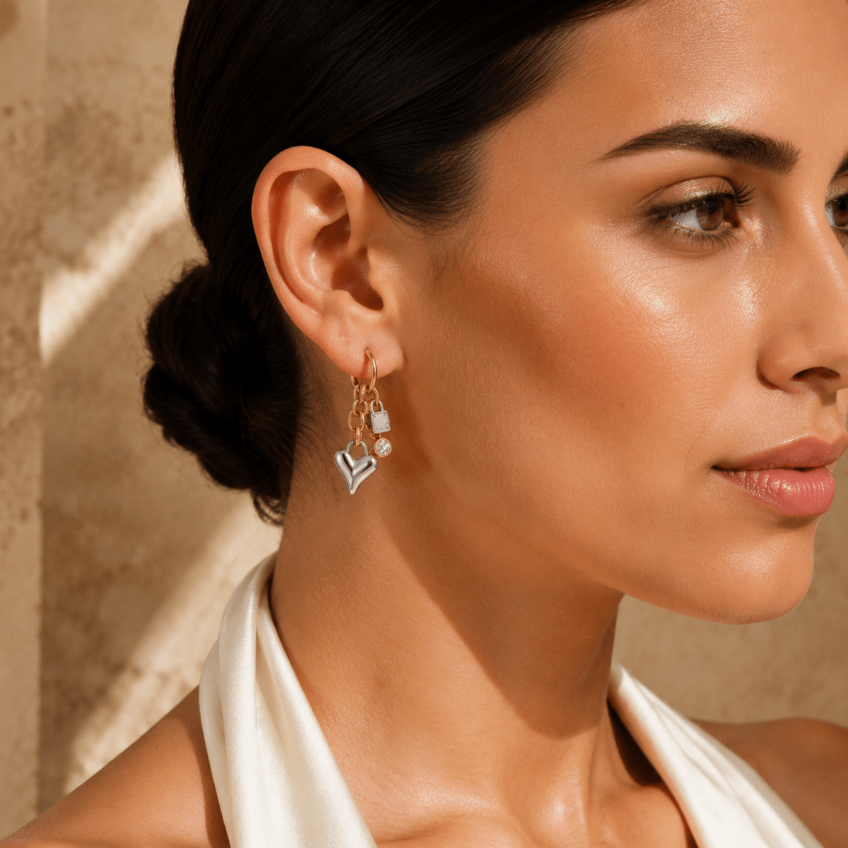 Amara Two-Tone Charm Drop Earrings