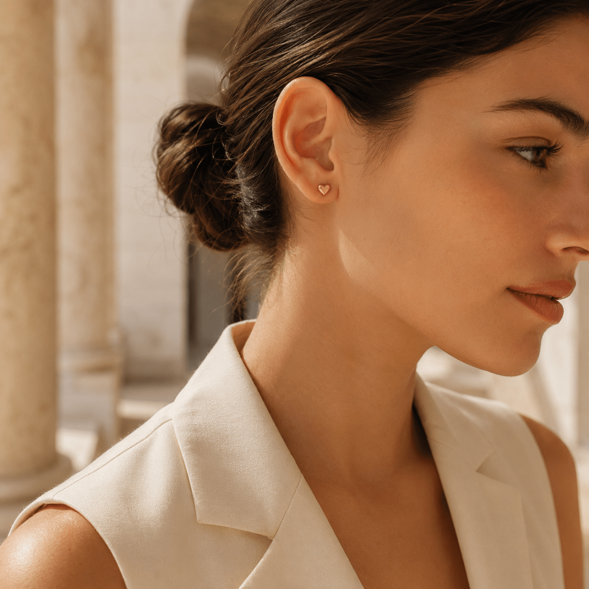 Amora Petite Heart Stud Earrings