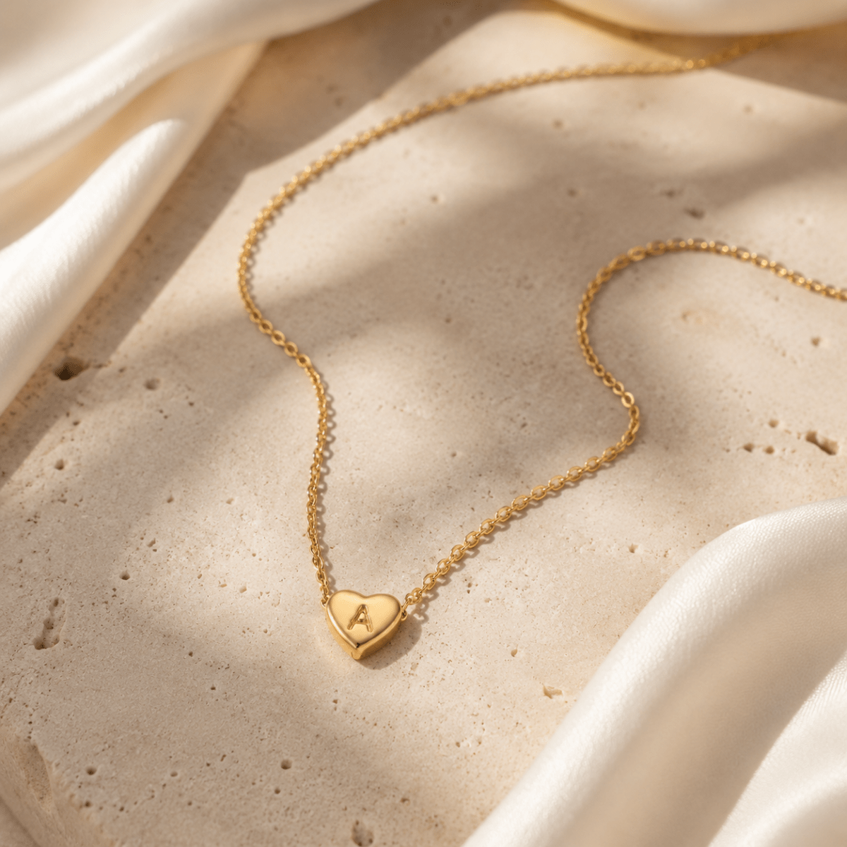 Amorette Engraved Heart Initial Necklace