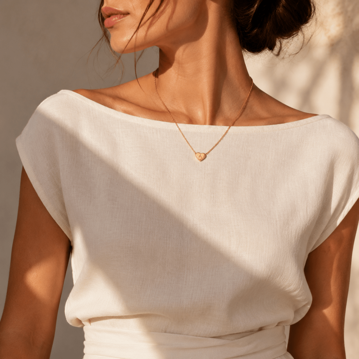 Amorette Engraved Heart Initial Necklace