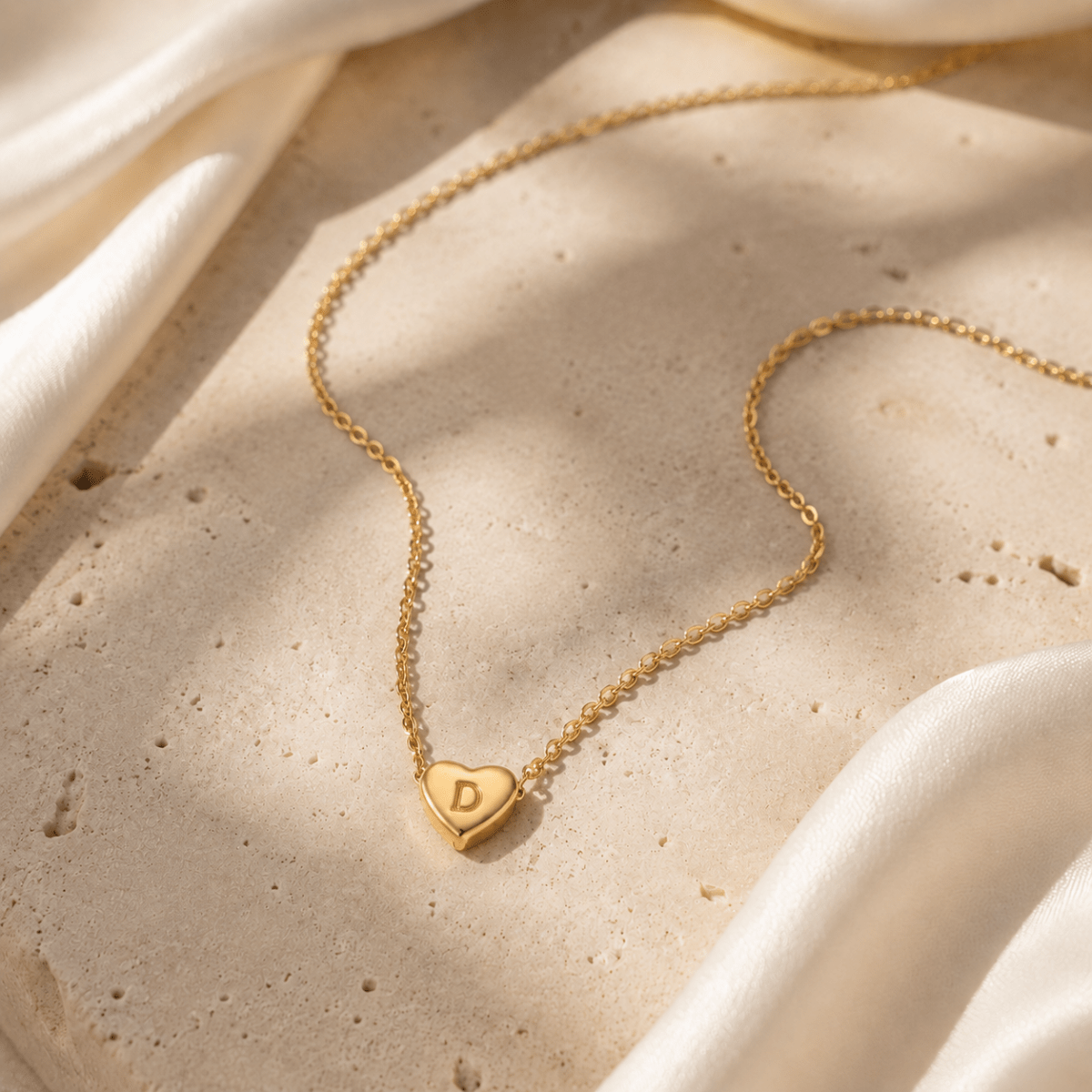 Amorette Engraved Heart Initial Necklace