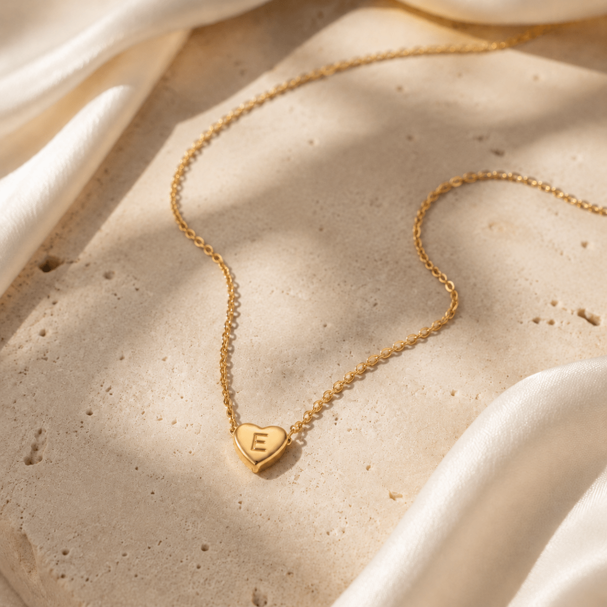 Amorette Engraved Heart Initial Necklace