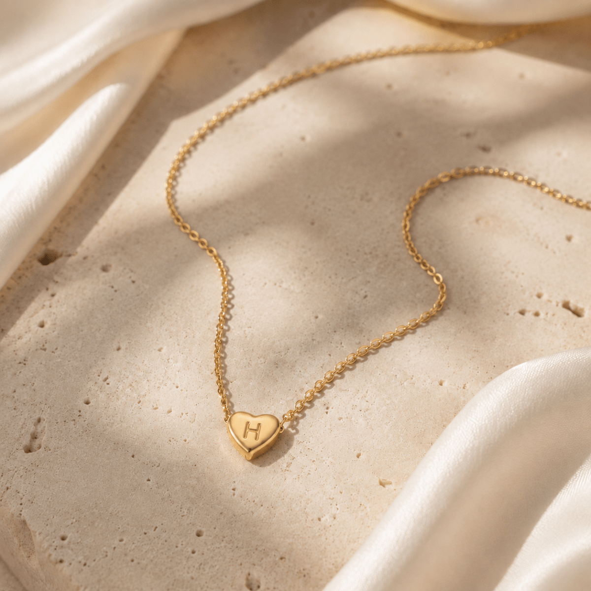 Amorette Engraved Heart Initial Necklace