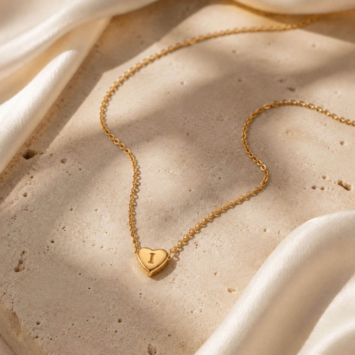 Amorette Engraved Heart Initial Necklace