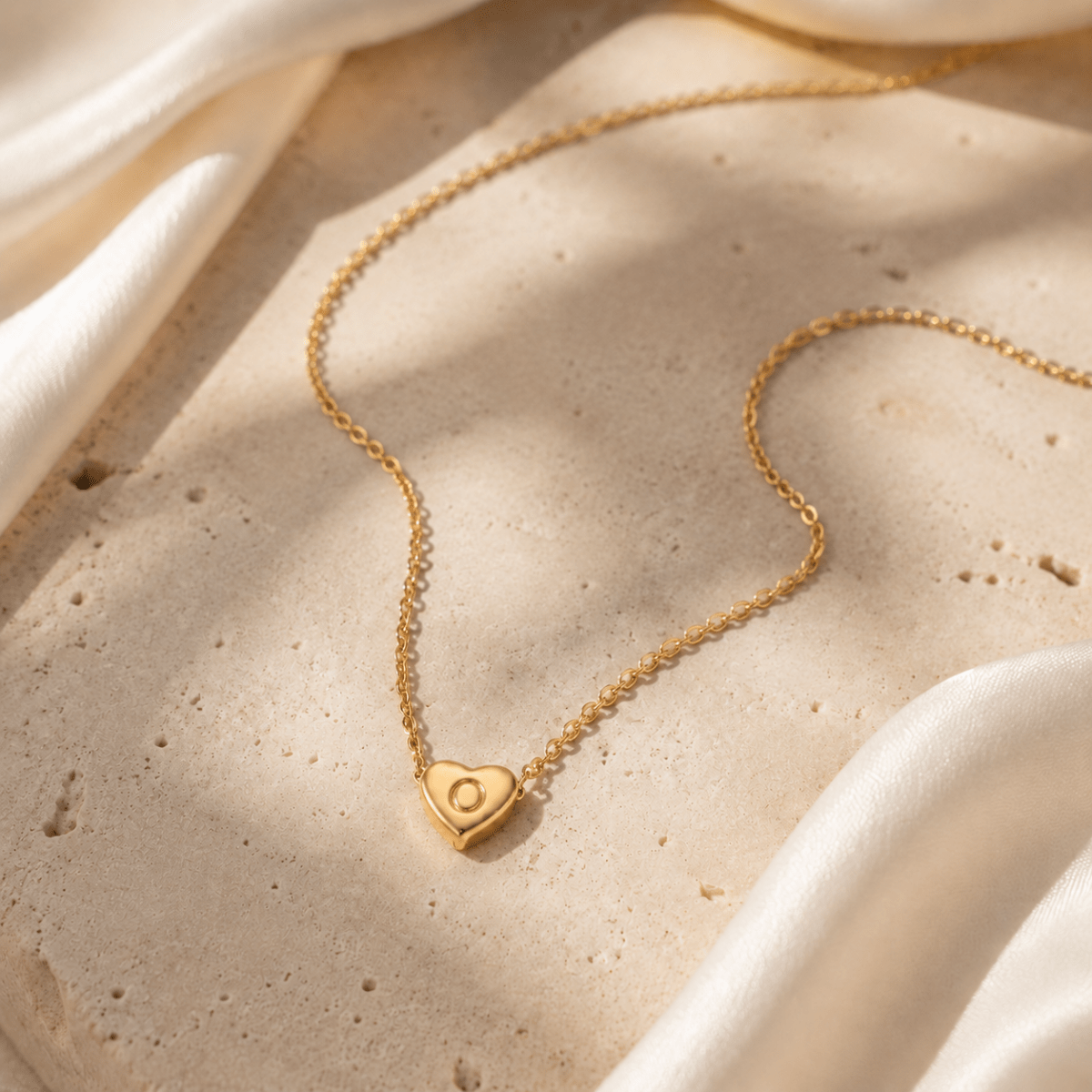 Amorette Engraved Heart Initial Necklace