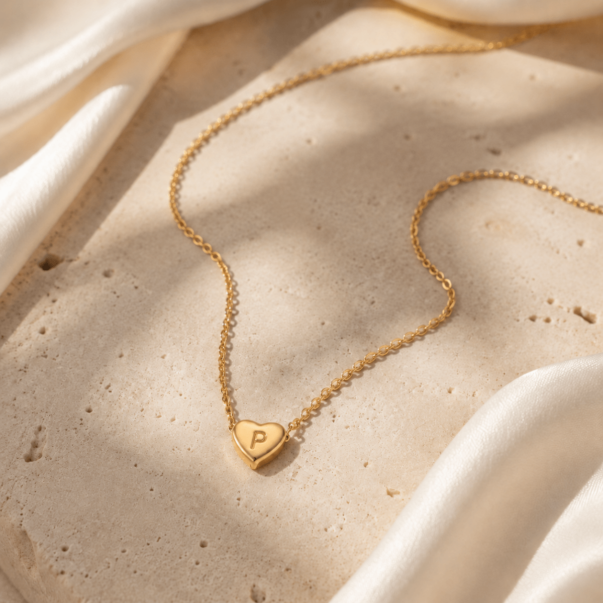 Amorette Engraved Heart Initial Necklace