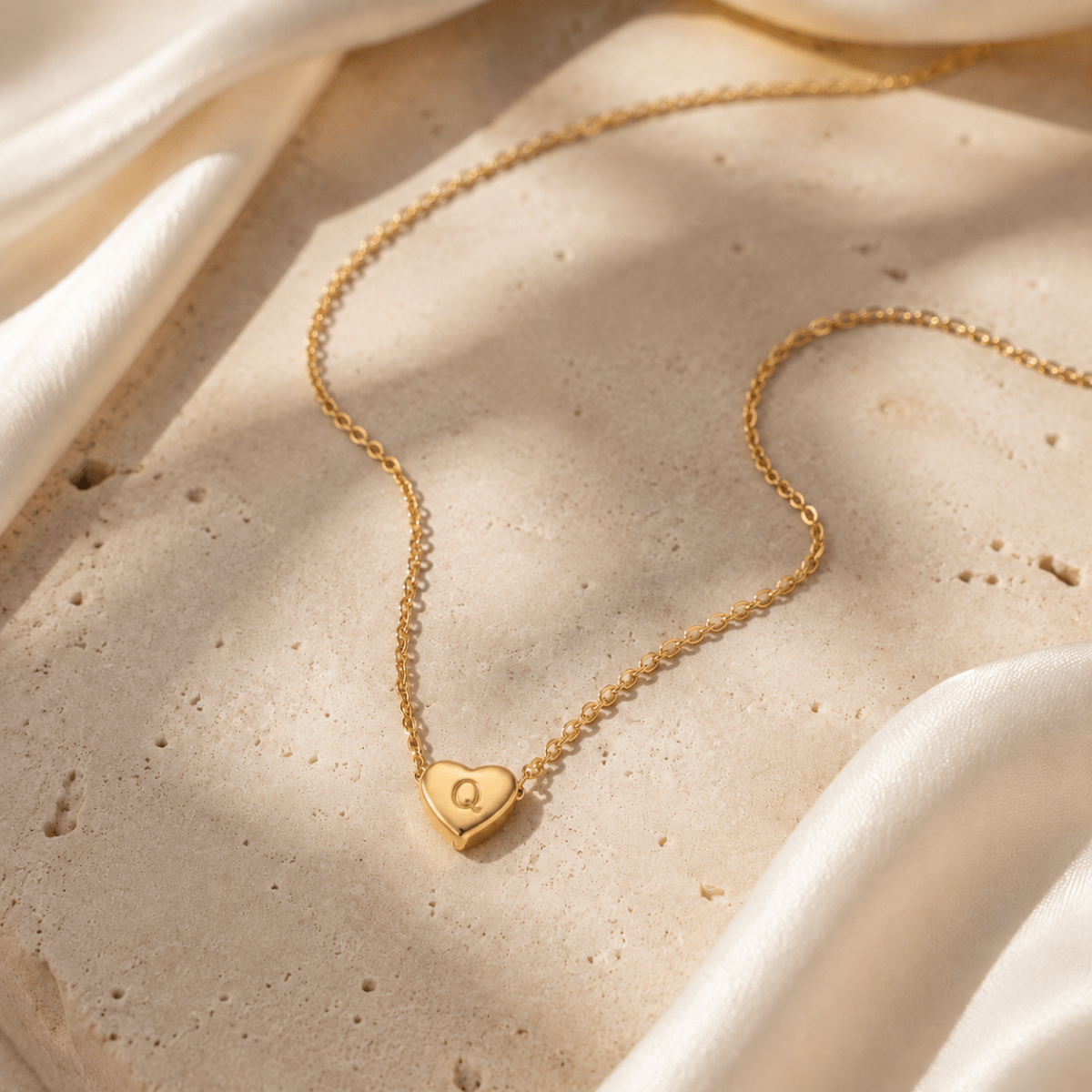 Amorette Engraved Heart Initial Necklace