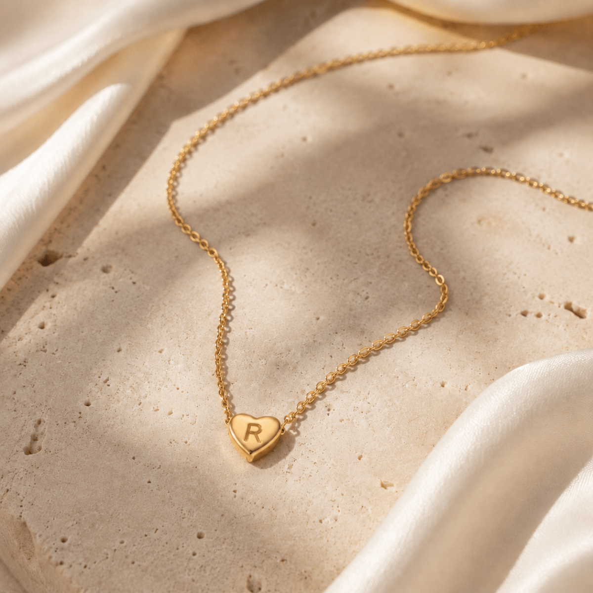 Amorette Engraved Heart Initial Necklace
