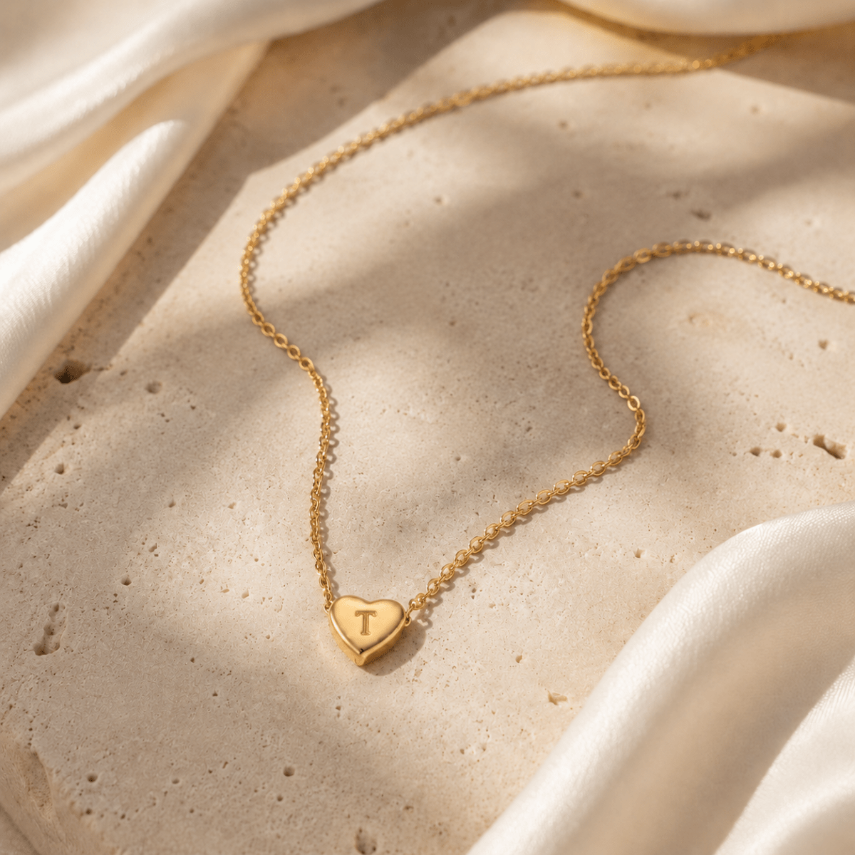 Amorette Engraved Heart Initial Necklace