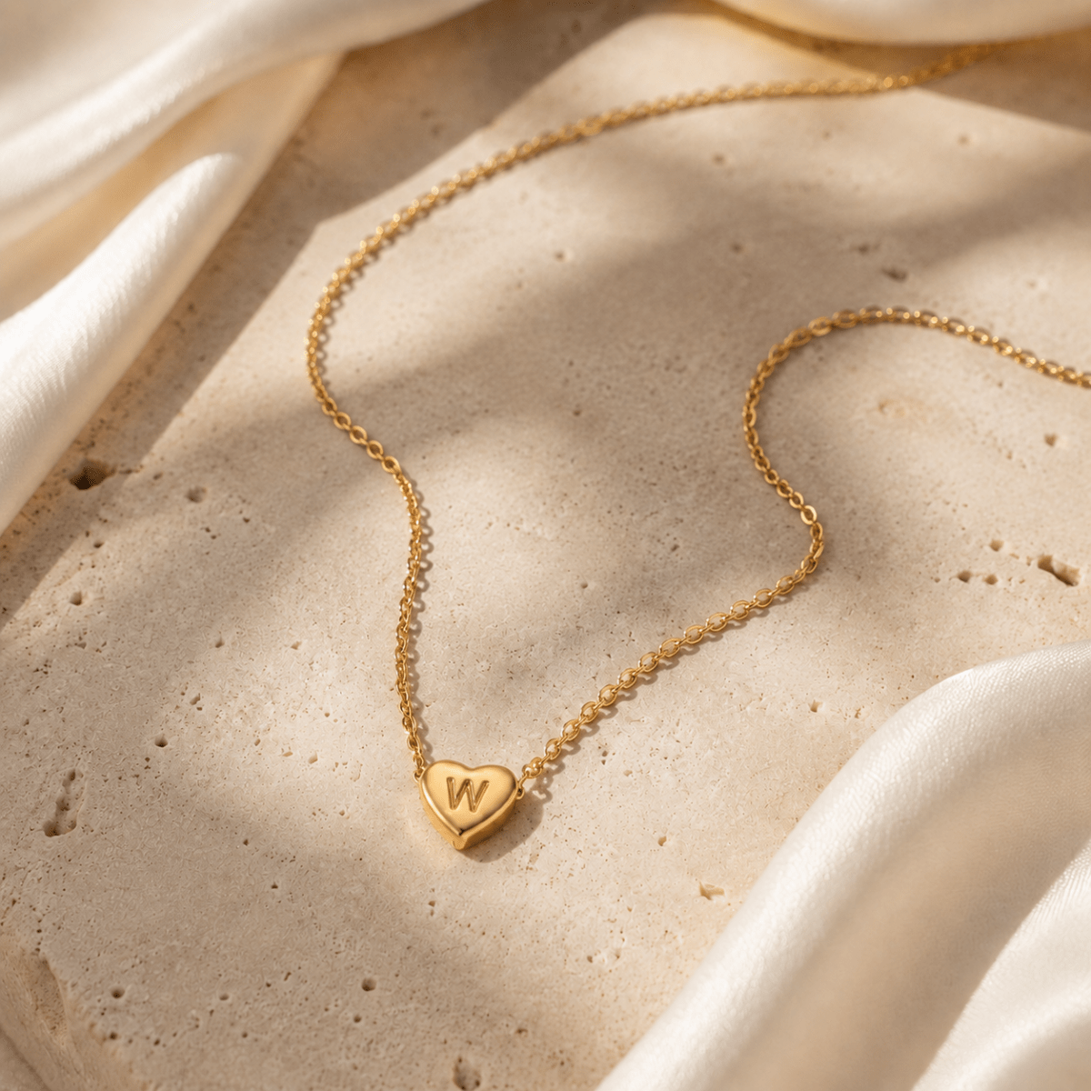 Amorette Engraved Heart Initial Necklace