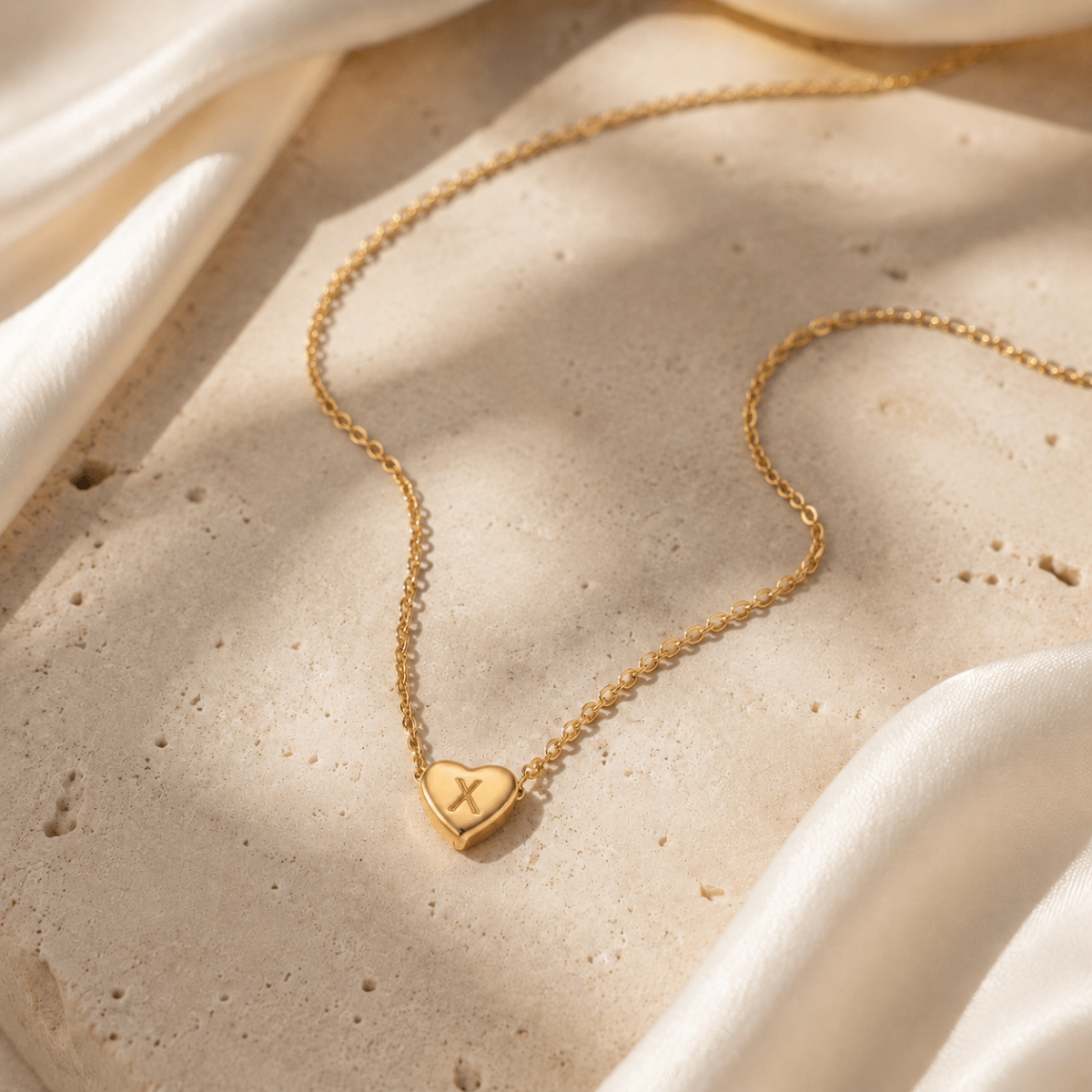 Amorette Engraved Heart Initial Necklace