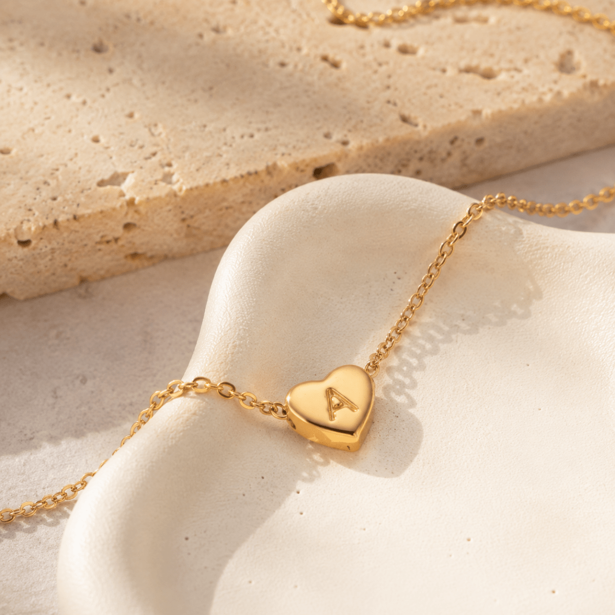 Amorette Engraved Heart Initial Necklace