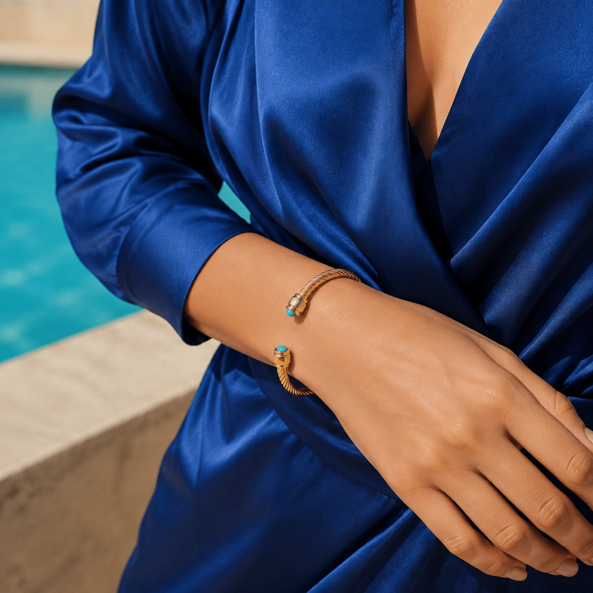 Ariadne Gemstone Cable Cuff Bracelet