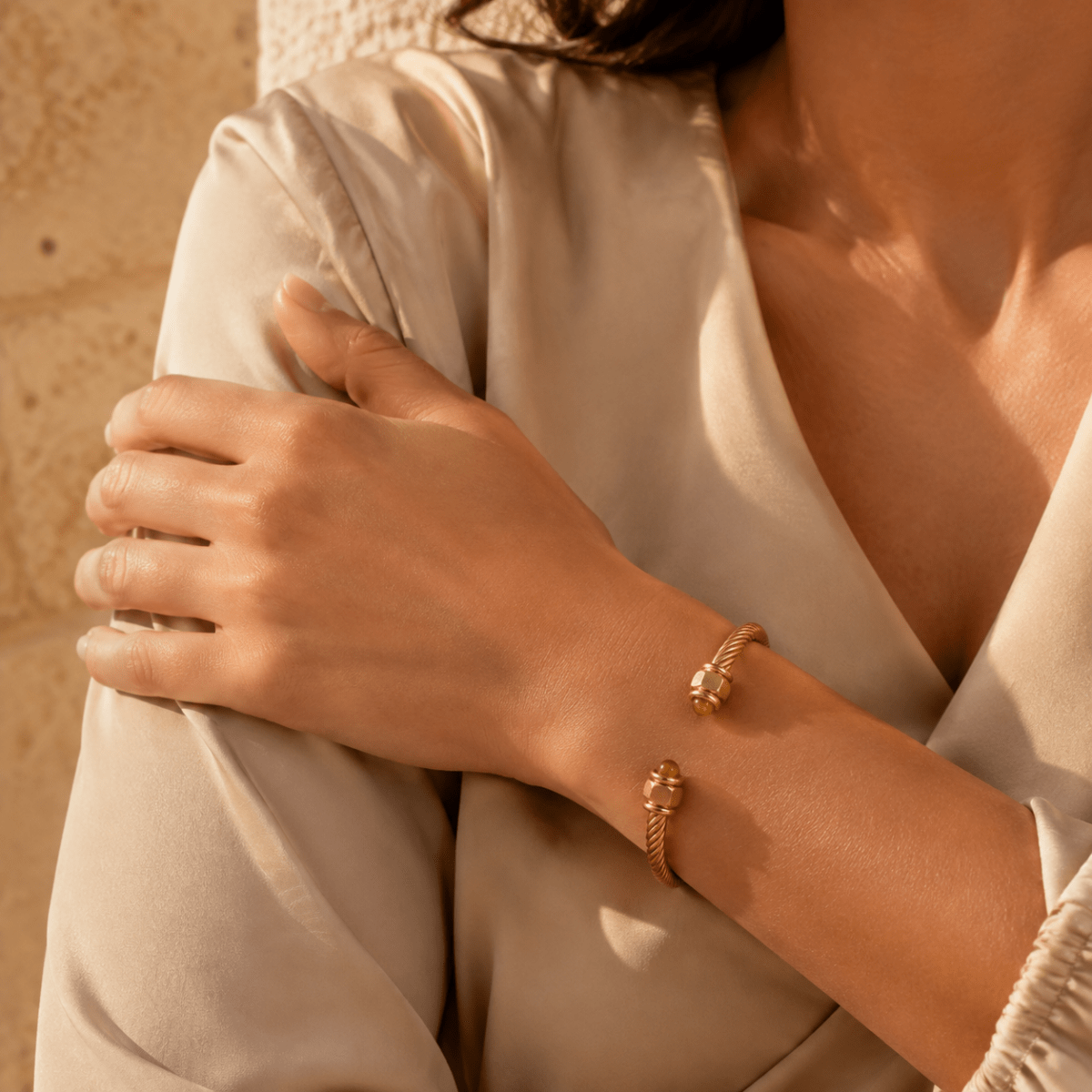 Ariadne Gemstone Cable Cuff Bracelet