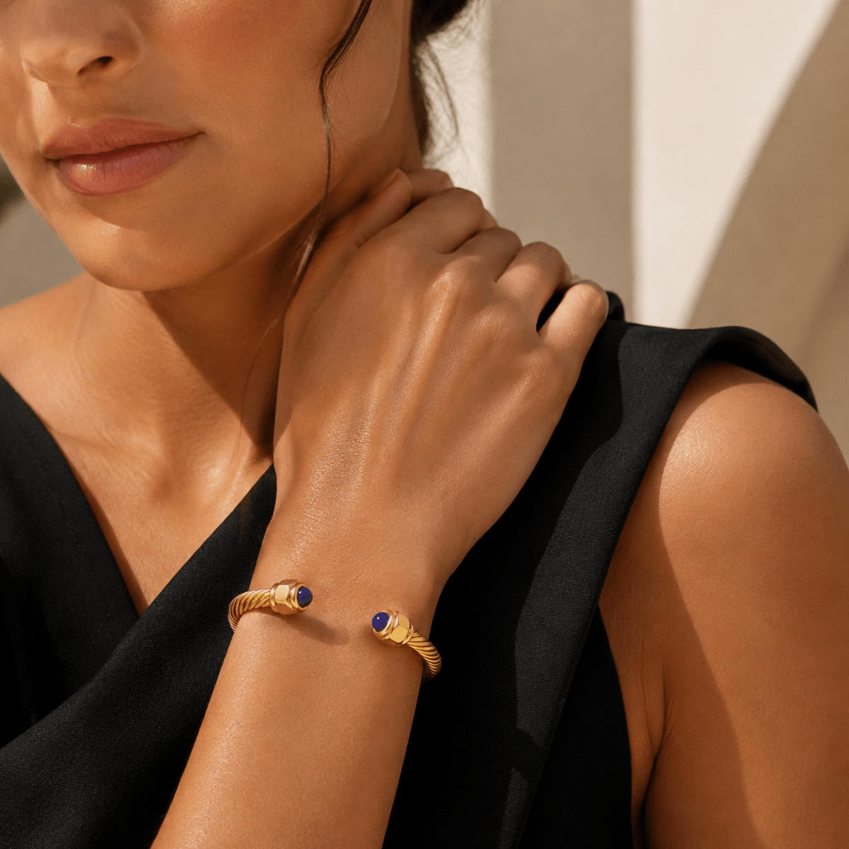 Ariadne Gemstone Cable Cuff Bracelet