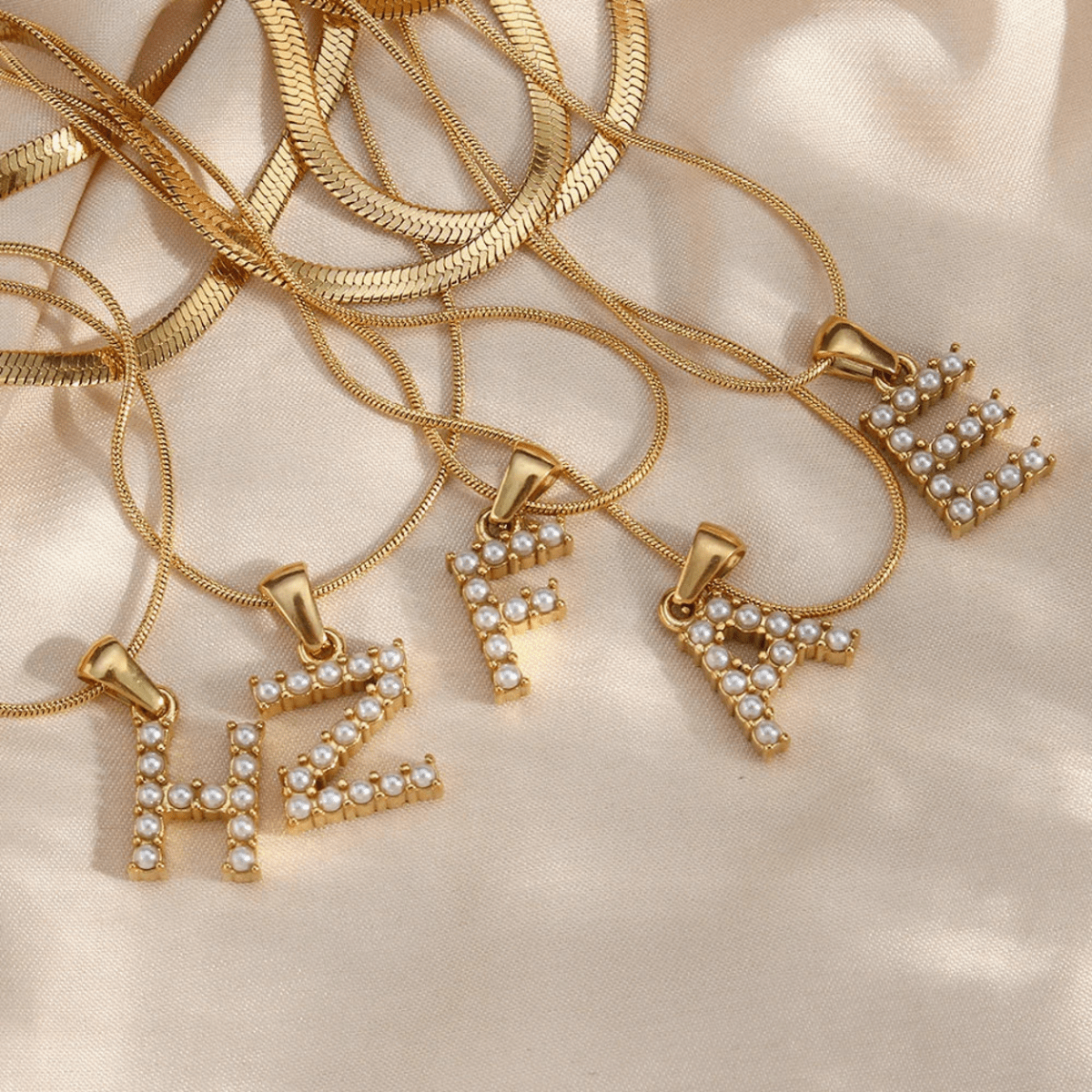 Arlette Pearl Initial Layered Necklace