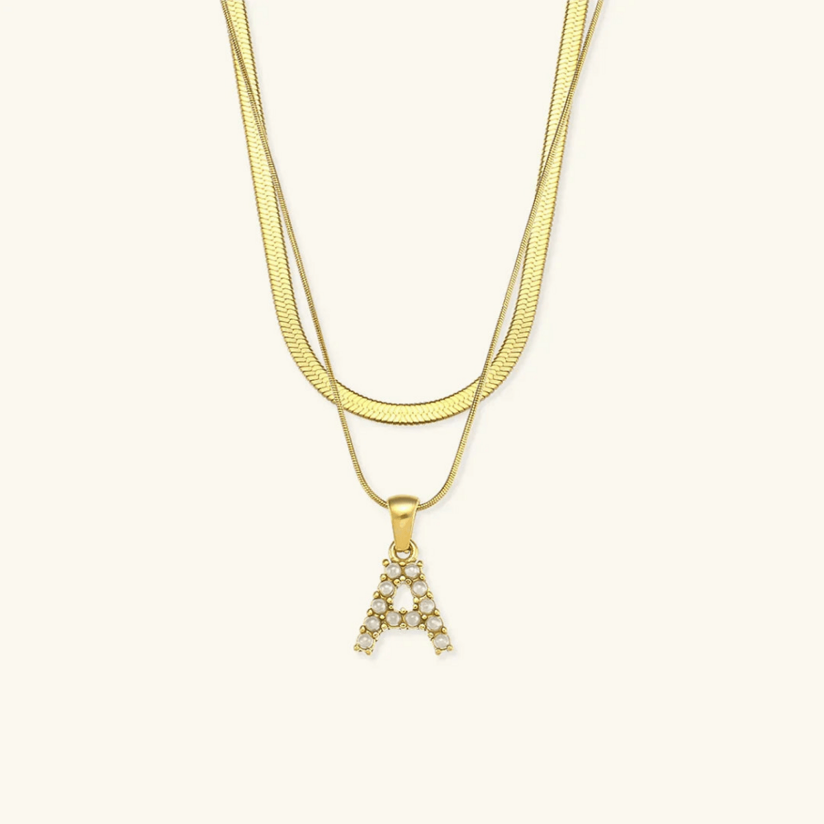 Arlette Pearl Initial Layered Necklace