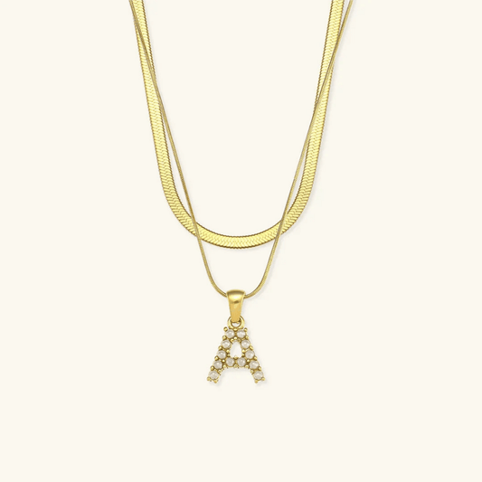Arlette Pearl Initial Layered Necklace