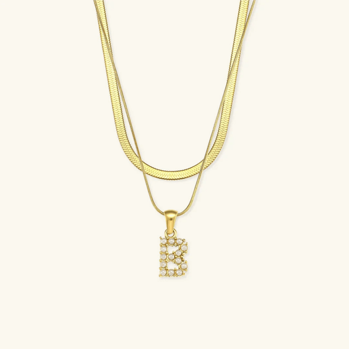 Arlette Pearl Initial Layered Necklace