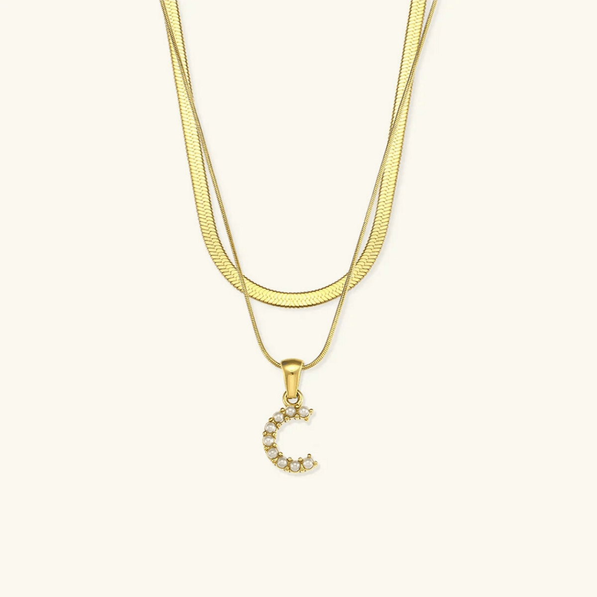 Arlette Pearl Initial Layered Necklace