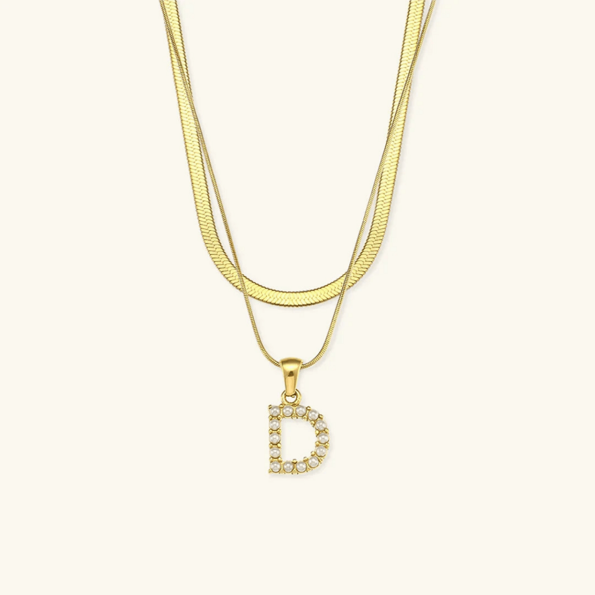 Arlette Pearl Initial Layered Necklace