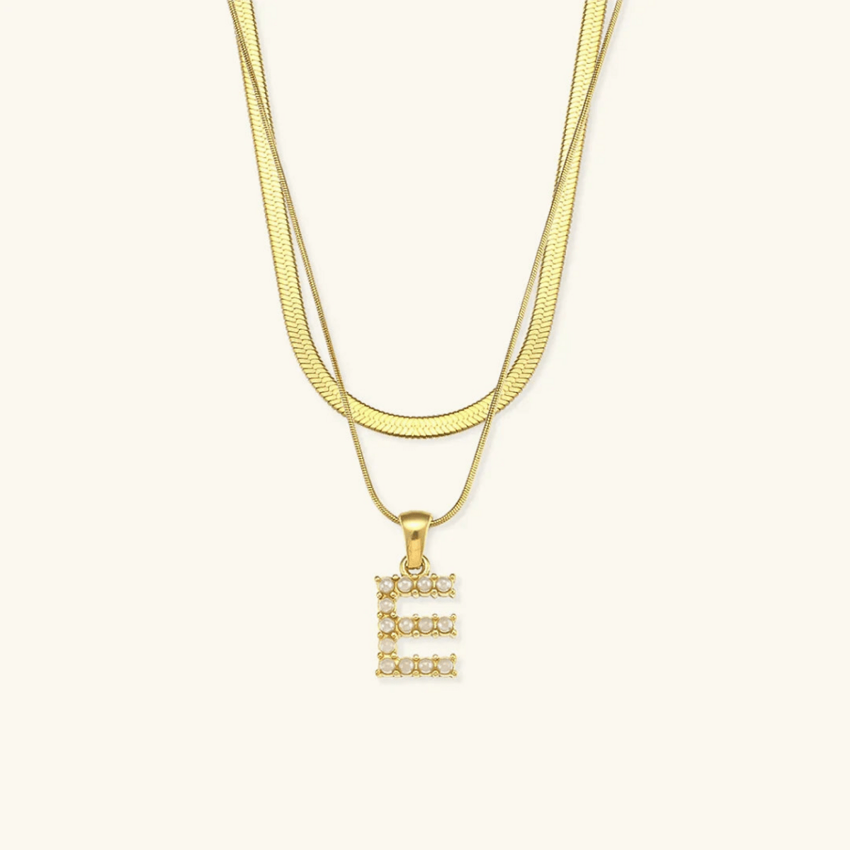 Arlette Pearl Initial Layered Necklace
