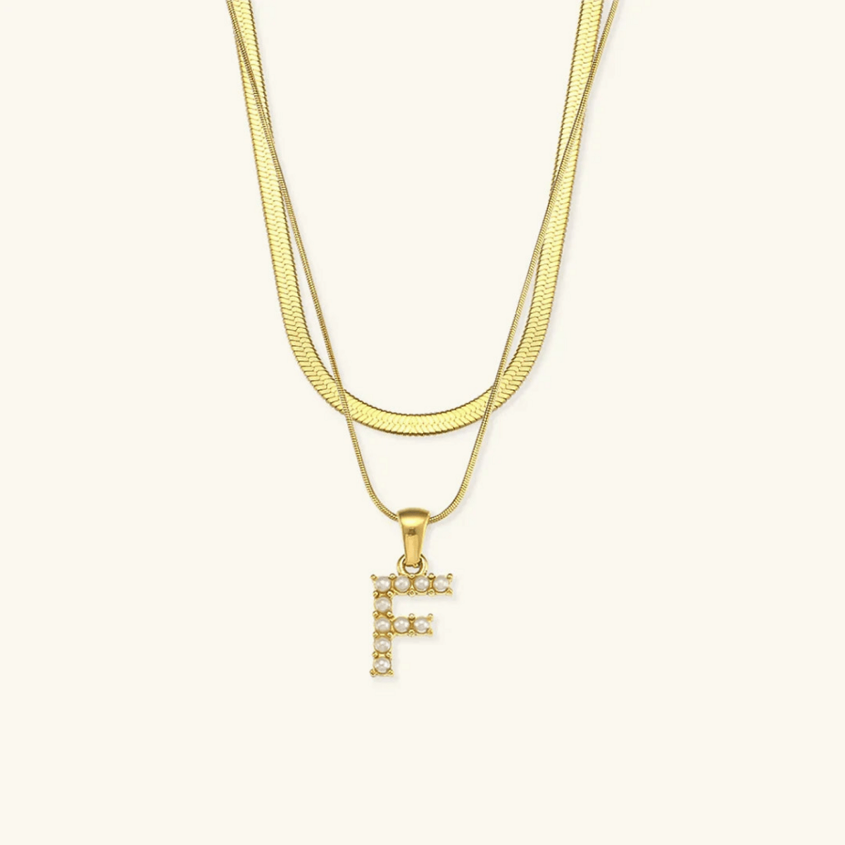 Arlette Pearl Initial Layered Necklace