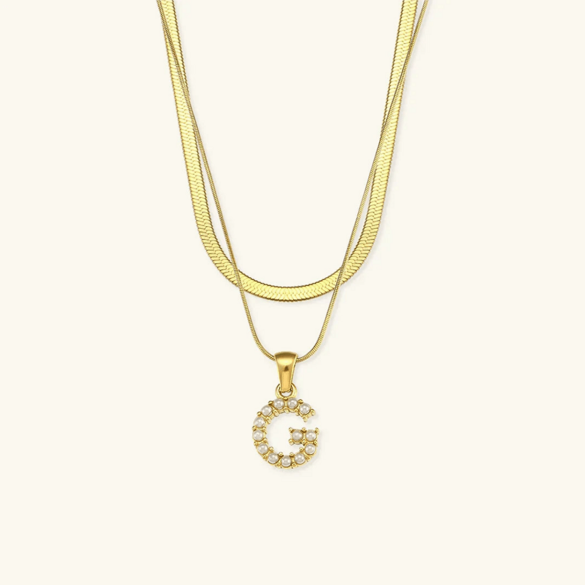 Arlette Pearl Initial Layered Necklace