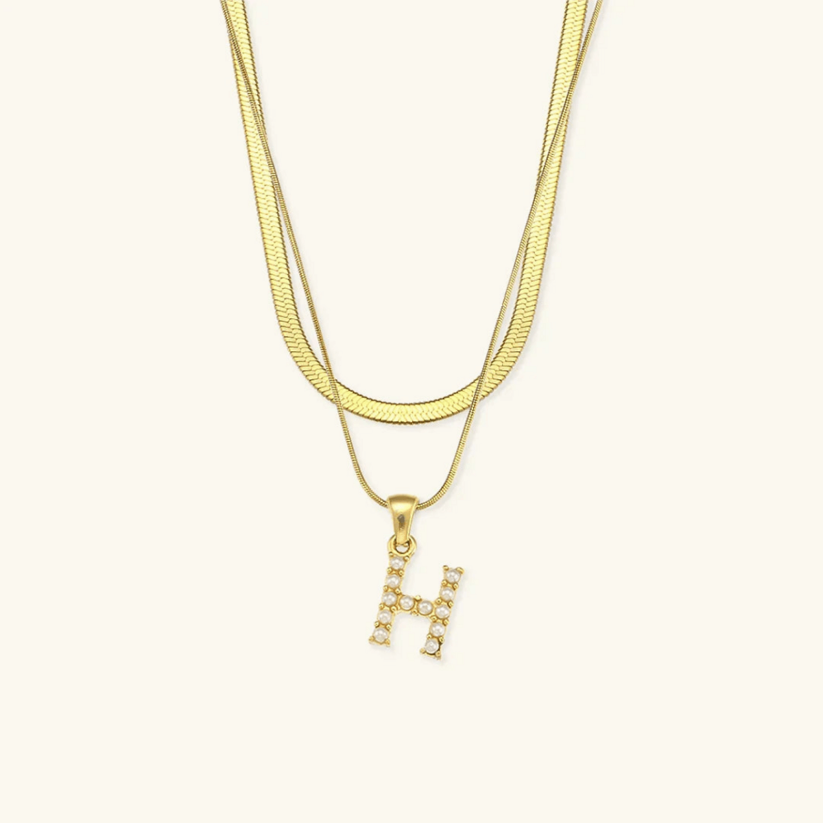 Arlette Pearl Initial Layered Necklace