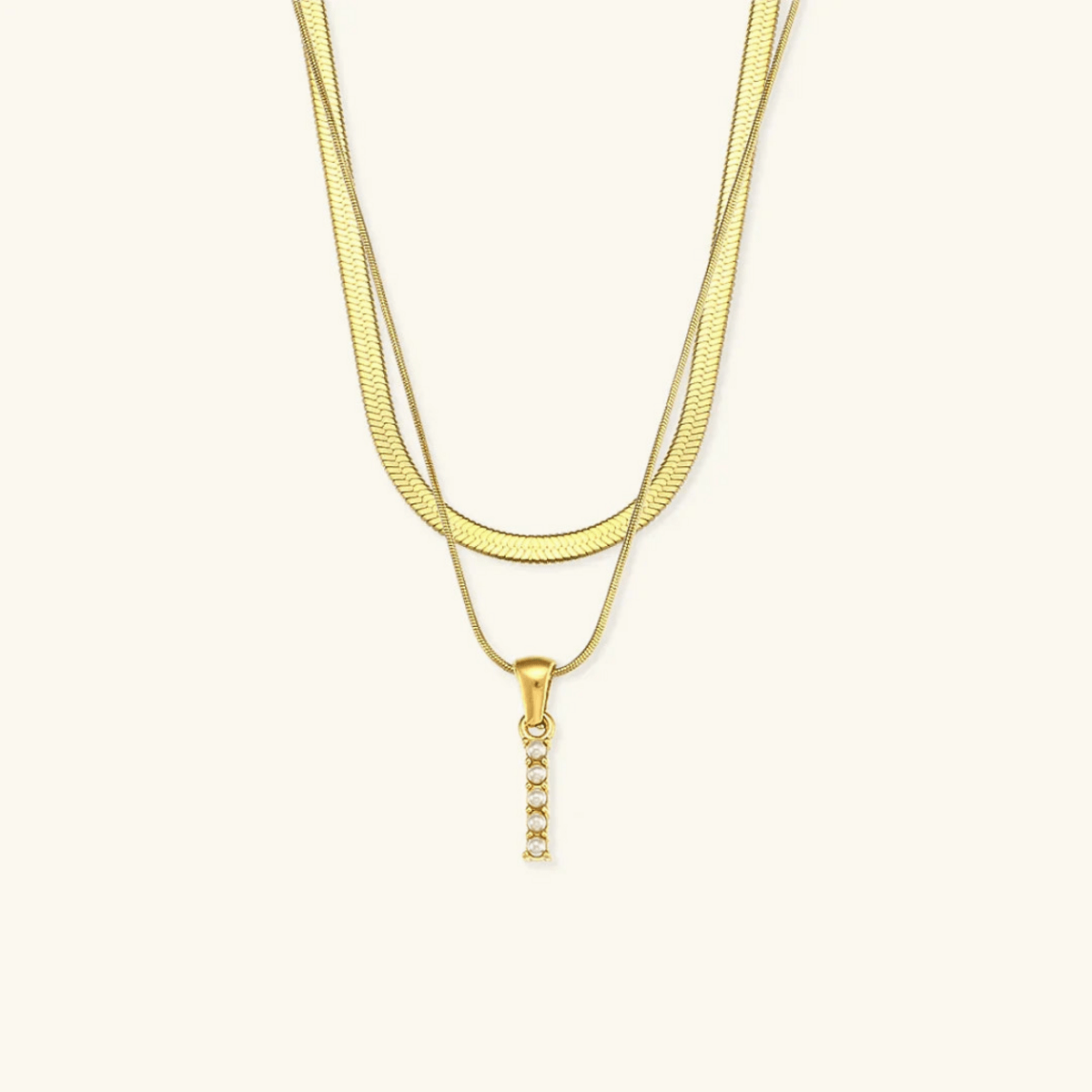 Arlette Pearl Initial Layered Necklace