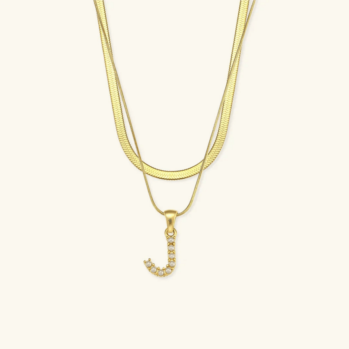 Arlette Pearl Initial Layered Necklace