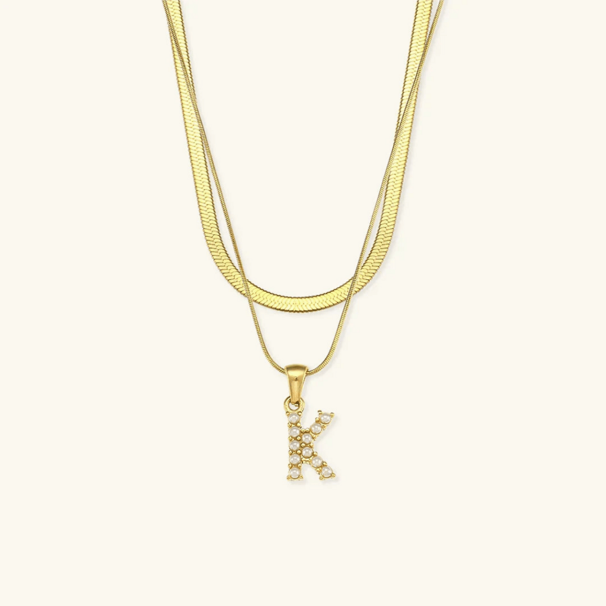 Arlette Pearl Initial Layered Necklace