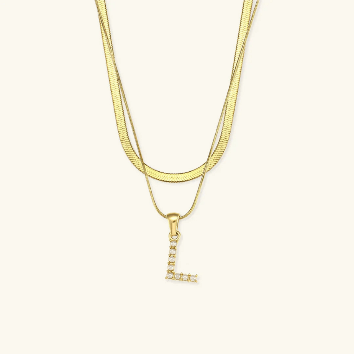 Arlette Pearl Initial Layered Necklace