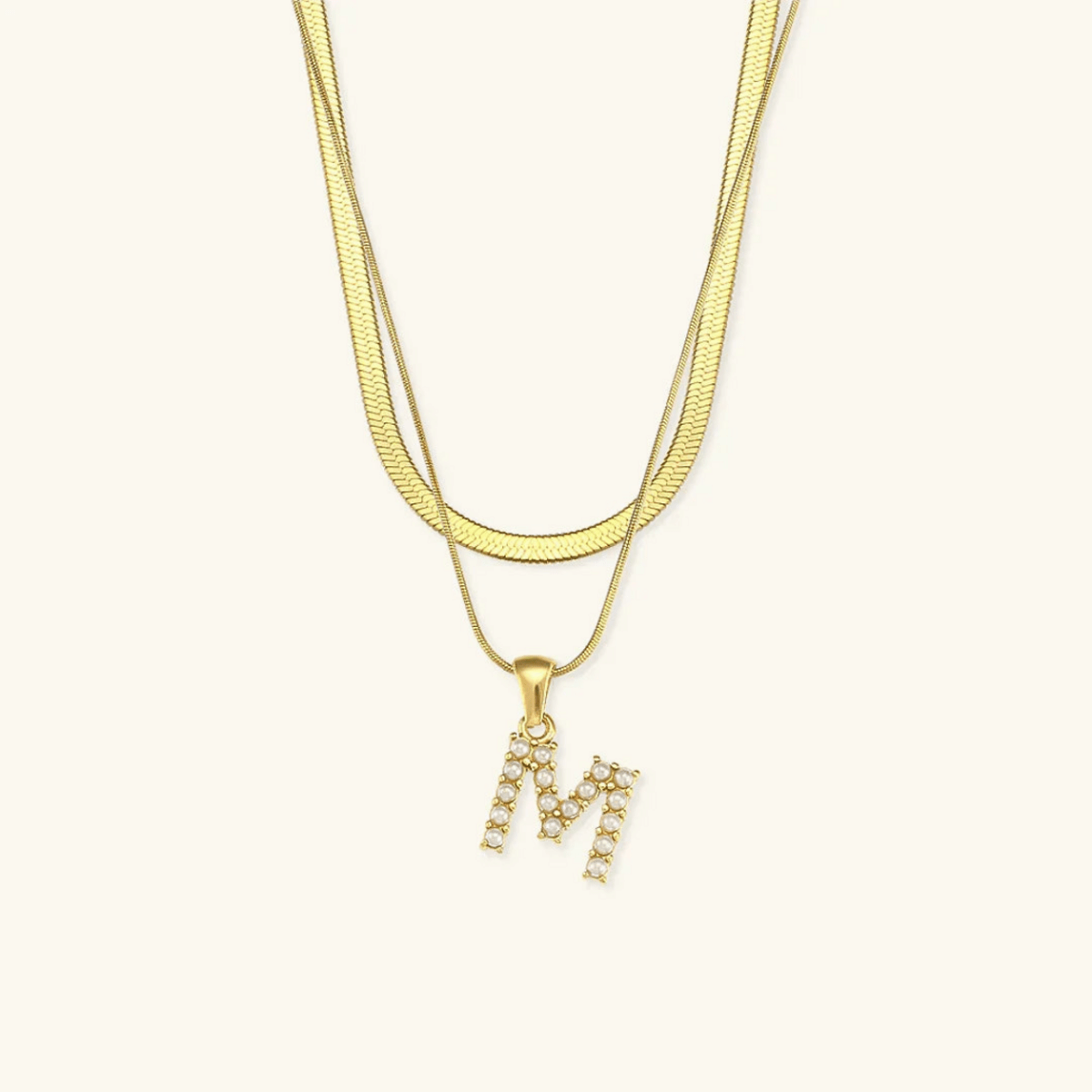 Arlette Pearl Initial Layered Necklace