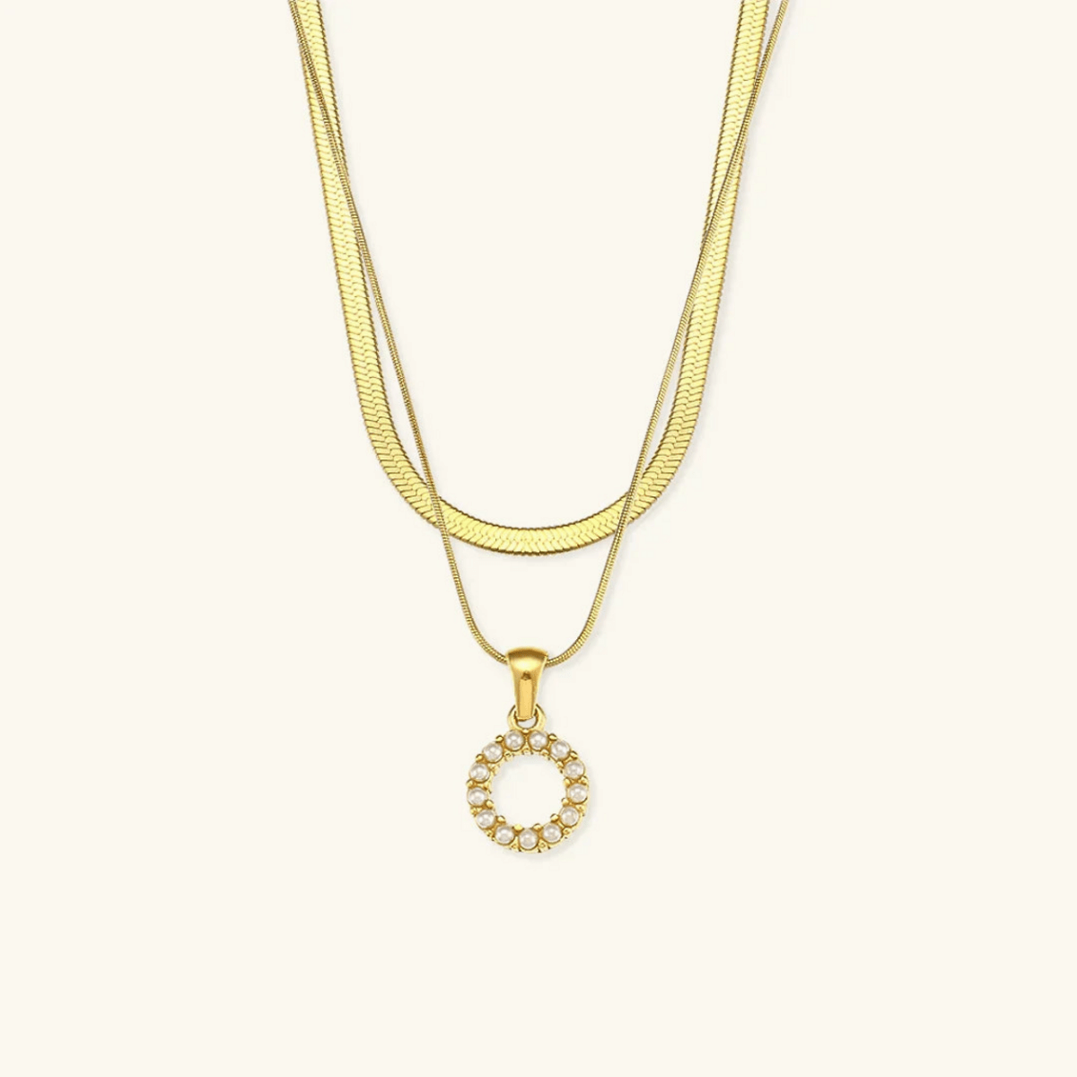 Arlette Pearl Initial Layered Necklace