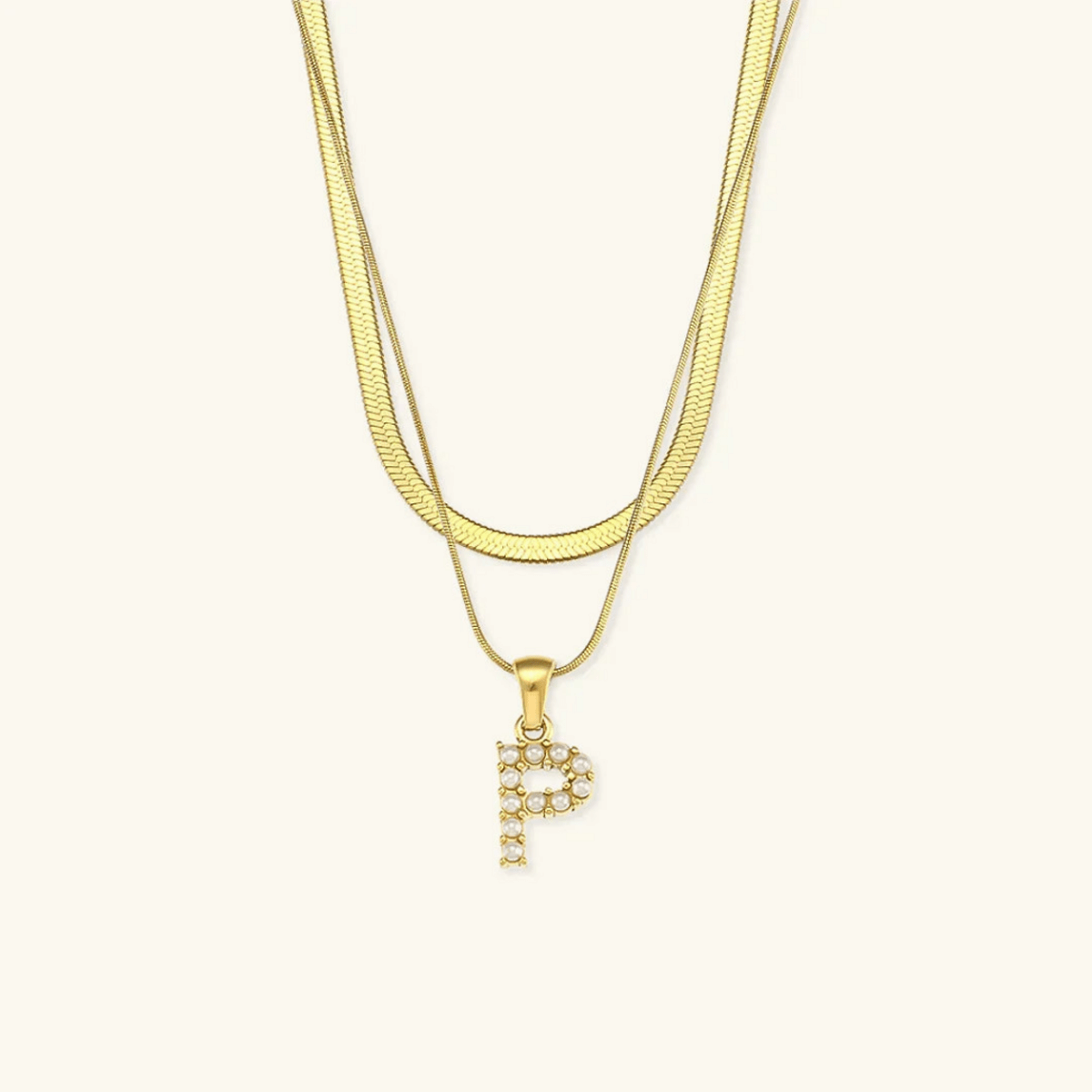Arlette Pearl Initial Layered Necklace