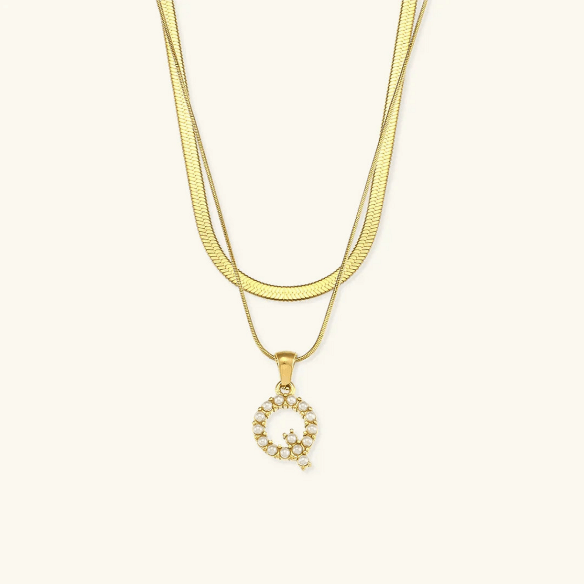 Arlette Pearl Initial Layered Necklace