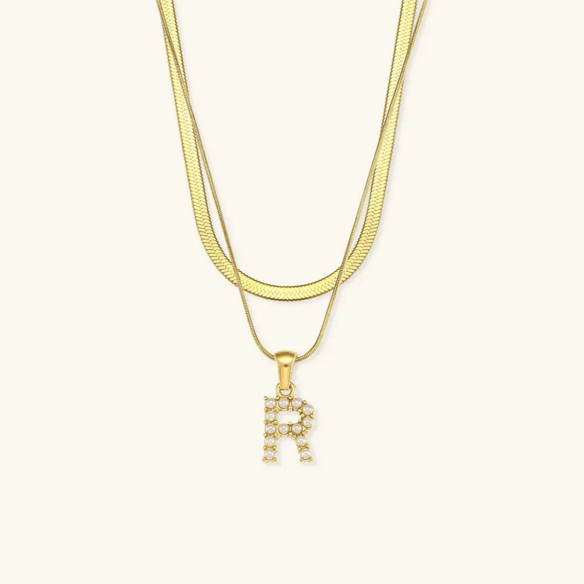 Arlette Pearl Initial Layered Necklace