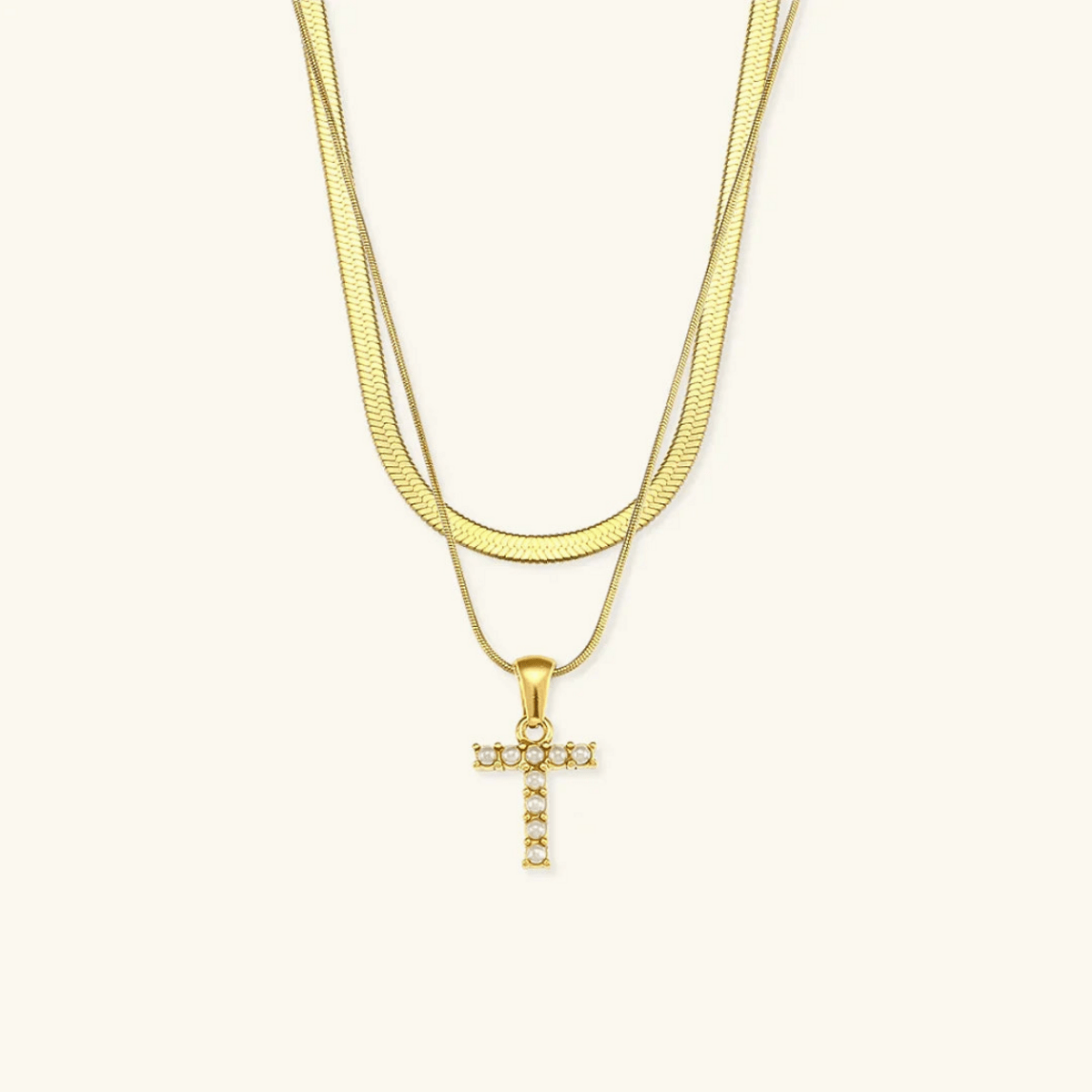 Arlette Pearl Initial Layered Necklace