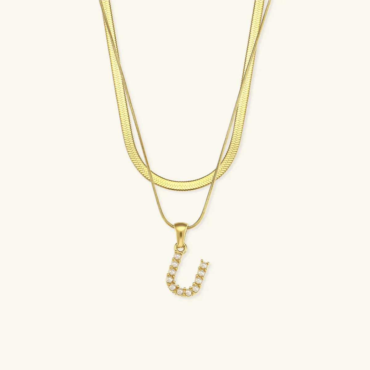 Arlette Pearl Initial Layered Necklace