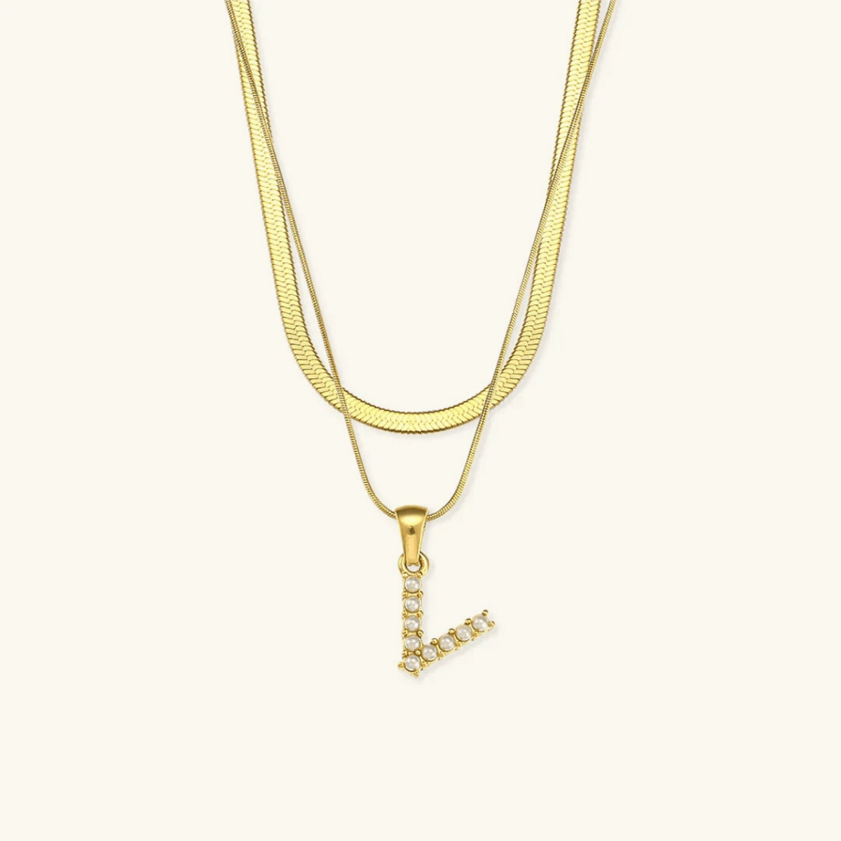 Arlette Pearl Initial Layered Necklace