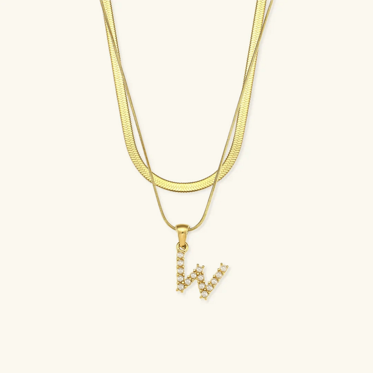 Arlette Pearl Initial Layered Necklace