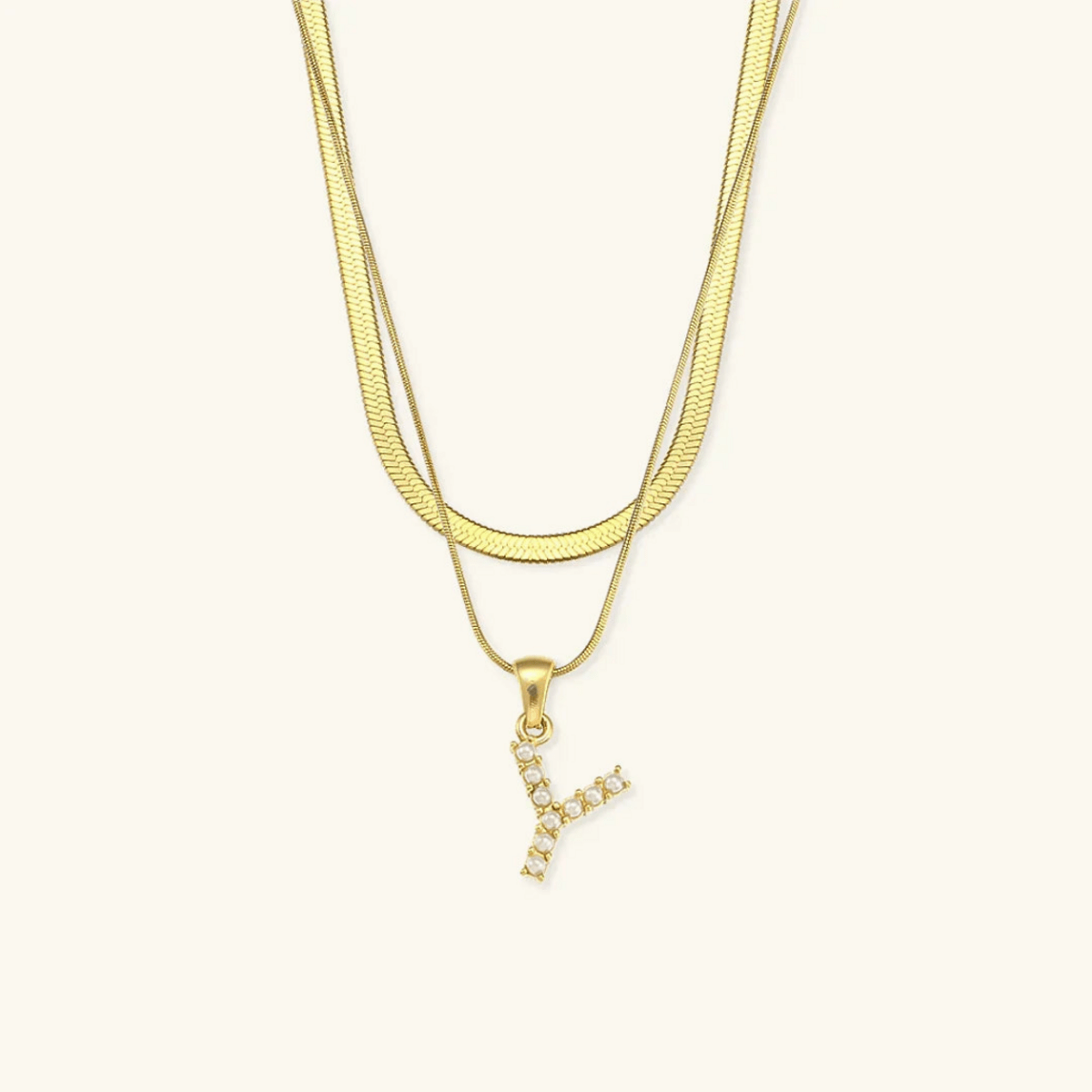 Arlette Pearl Initial Layered Necklace