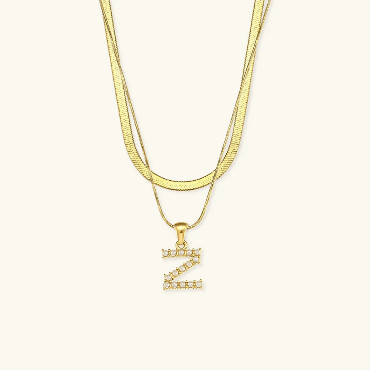Arlette Pearl Initial Layered Necklace